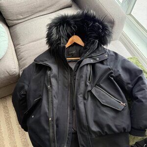 Rare Dark Blue Mackage Dixon Bomber Winter Jacket